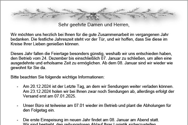 Weihnachtsurlaub ’24